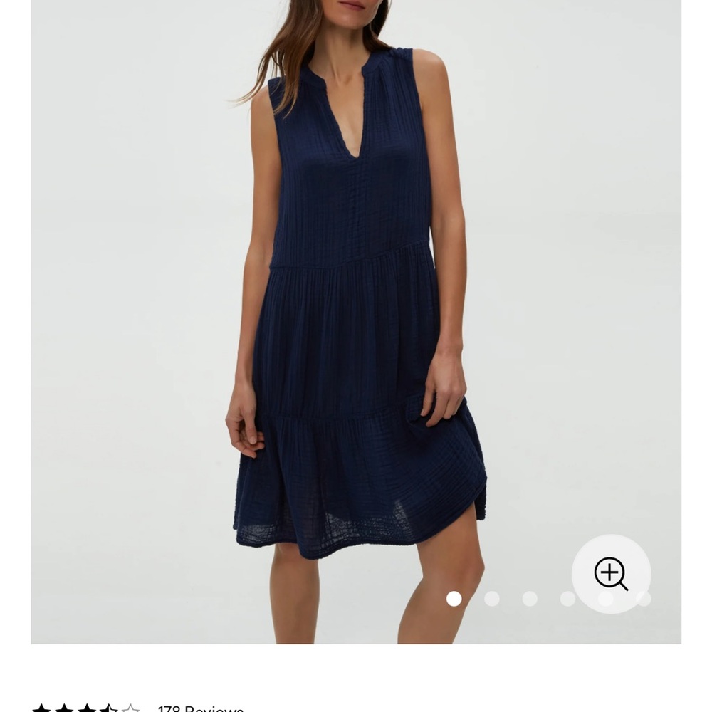 Michael Stars Navy Sleeveless Tiered Guaze Dress